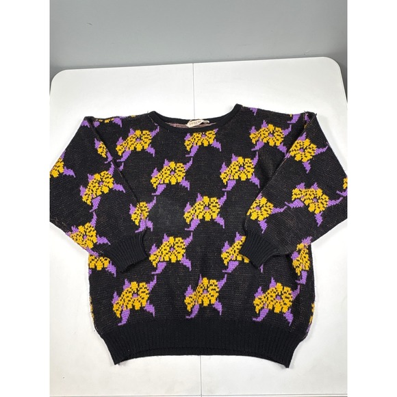 Triangle Other - Vintage Triangle Knit Sweater Pants Set Womens‎ M Black Purple Yellow